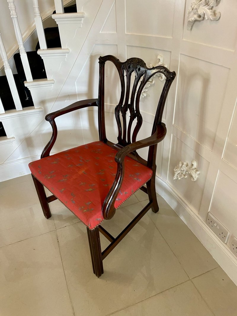 Set of 12 Antique Victorian Quality Carved Mahogany Dining Chairs - Image 14